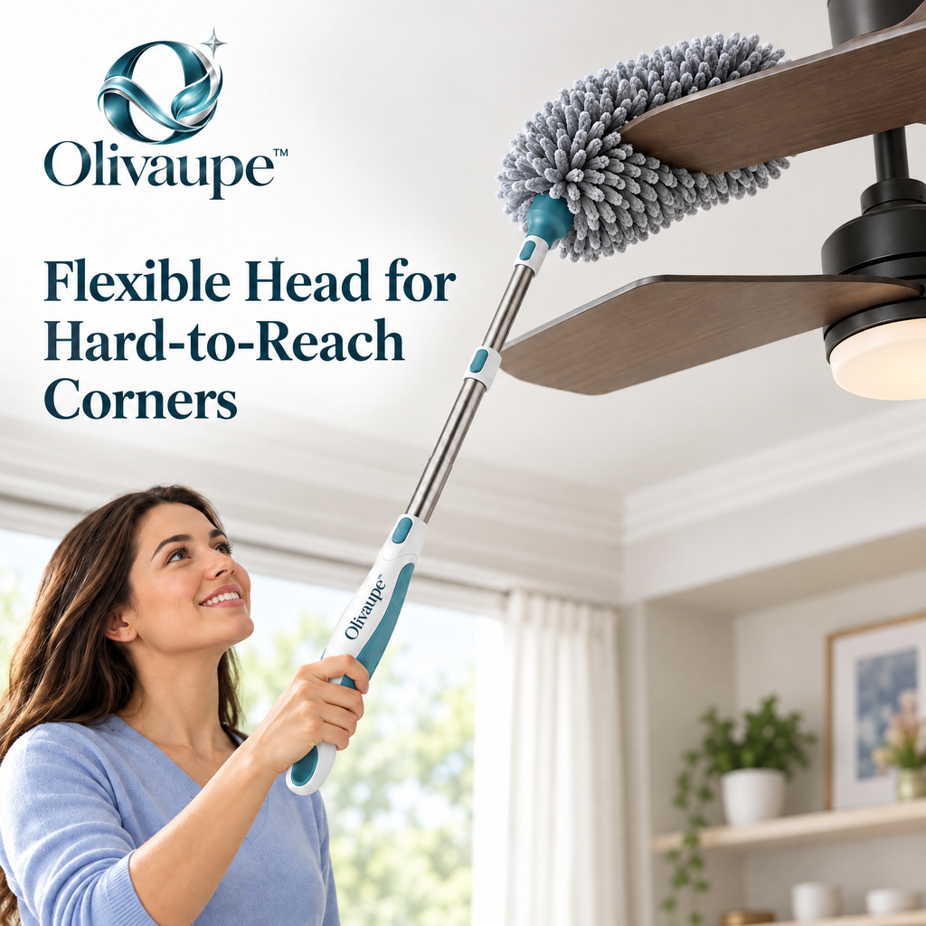 Olivaupe™ ReachCloud Extendable Duster – Flexible Long-Reach Microfiber Dusting Wand for Ceilings, Fans, Furniture & Hard-to-Reach Spaces