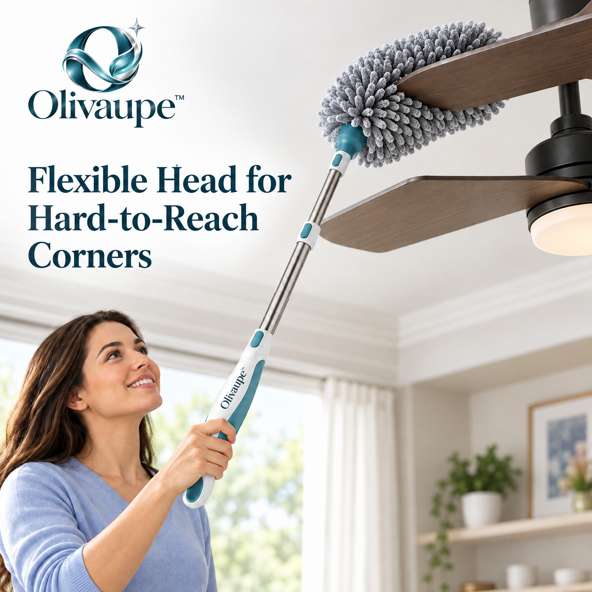 Olivaupe™ ReachCloud Extendable Duster – Flexible Long-Reach Microfiber Dusting Wand for Ceilings, Fans, Furniture & Hard-to-Reach Spaces