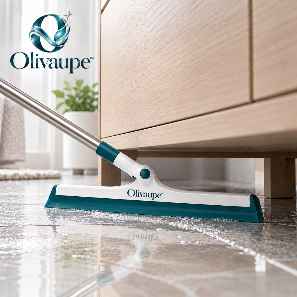 Olivaupe™ PushDry Floor Squeegee – Wide-Blade Water Sweeper for Bathrooms, Garages, Patios & Hard Floors