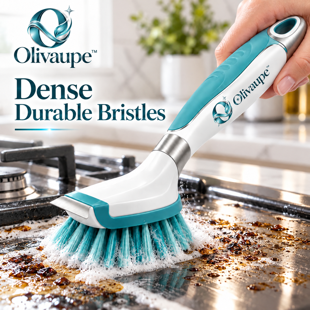 Olivaupe™ HeatZone Stovetop Cleaning Brush – Heavy-Duty Kitchen Scrubber for Cooktops, Burners, Grates & Grease-Prone Surfaces