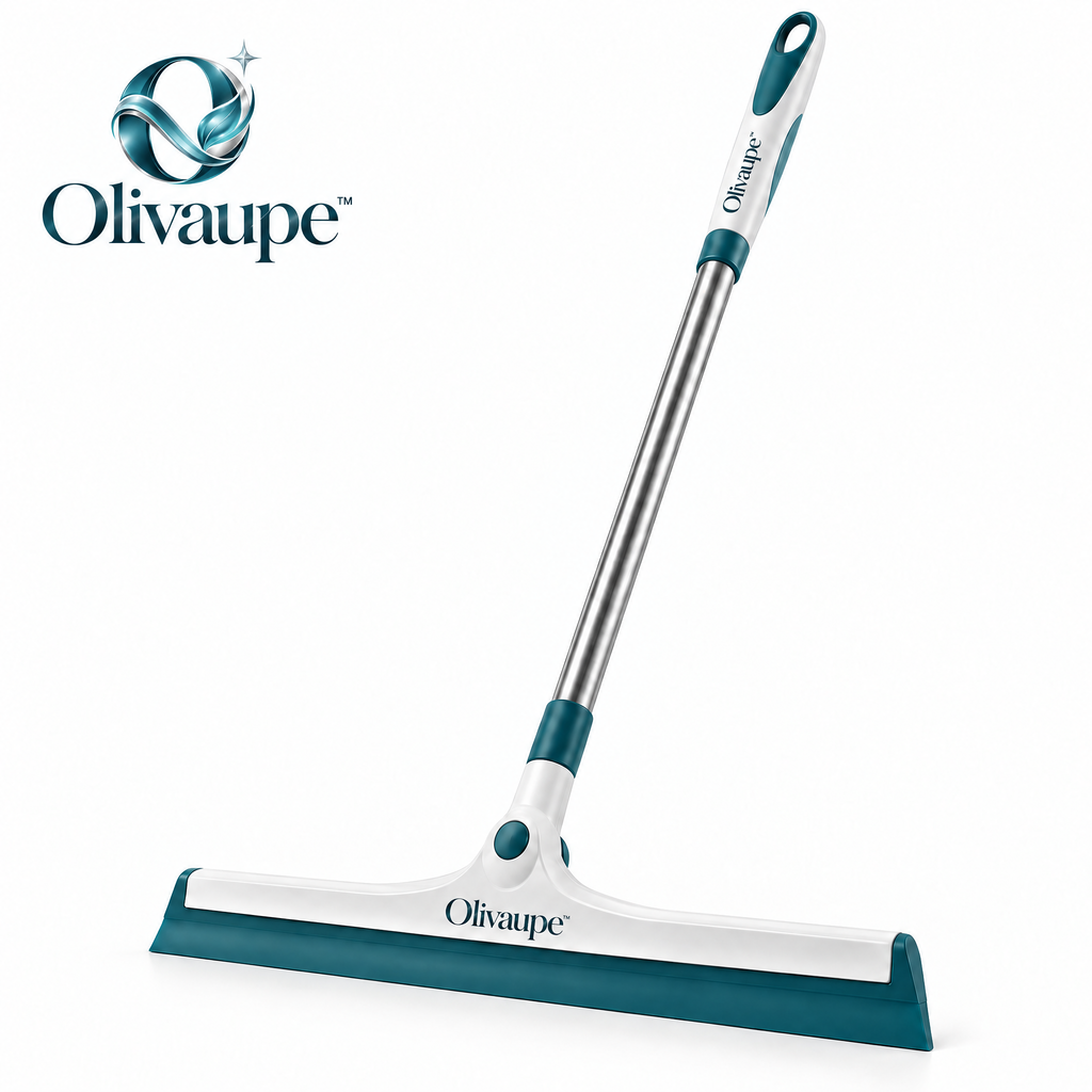 Olivaupe™ PushDry Floor Squeegee – Wide-Blade Water Sweeper for Bathrooms, Garages, Patios & Hard Floors