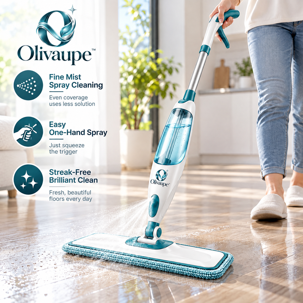 Olivaupe™ MistGlide Spray Mop – Refillable Floor Cleaning Mop with Fine-Mist Sprayer & Reusable Microfiber Pad