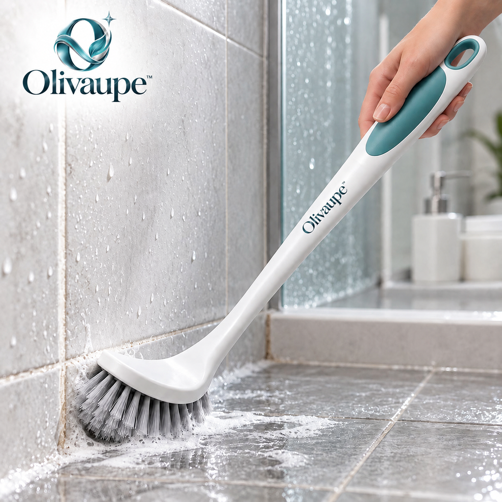 Olivaupe™ ReachEase Long-Handle Bathroom Scrub Brush – Extendable Floor & Shower Cleaning Brush for Tile, Tub, Grout & Hard-to-Reach Areas
