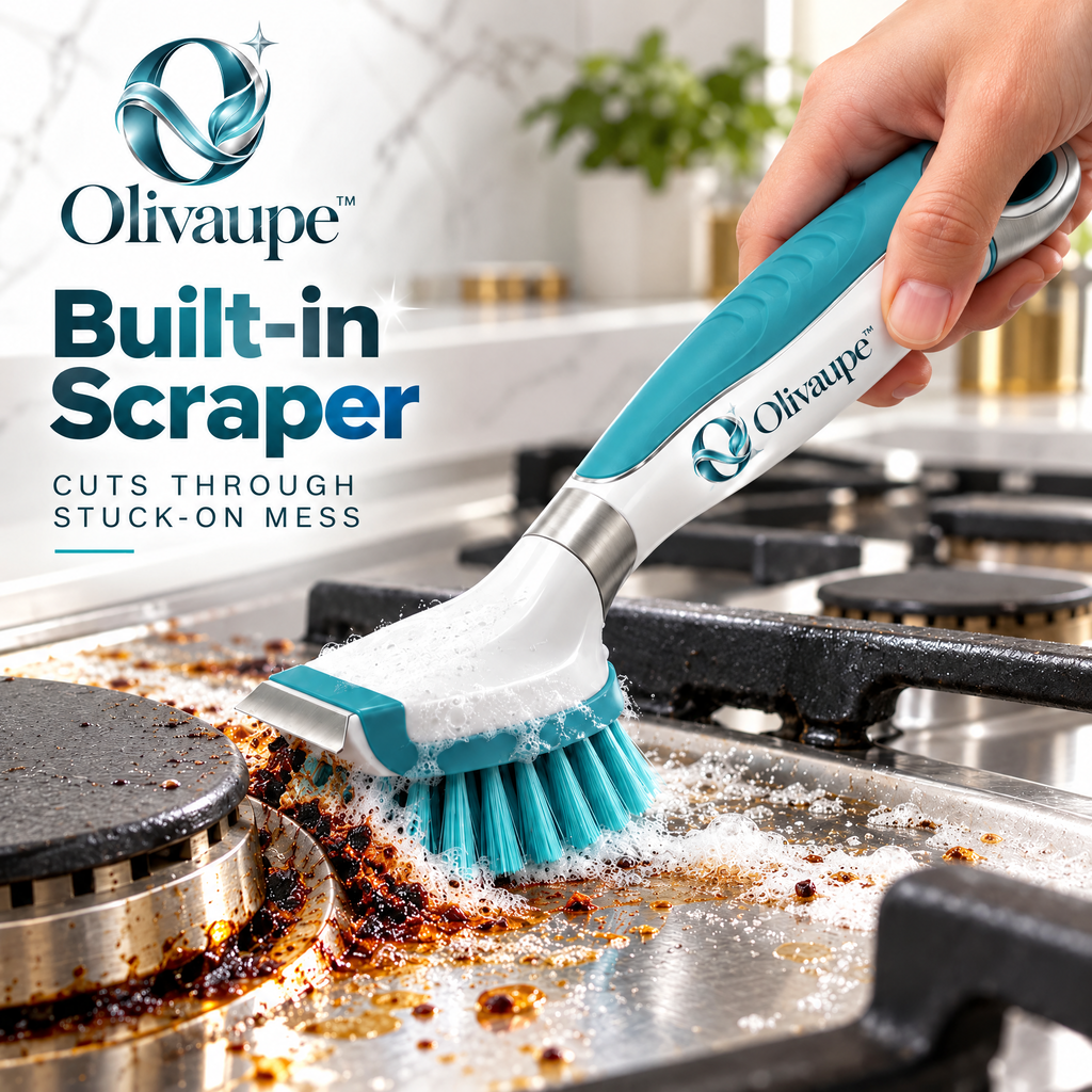 Olivaupe™ HeatZone Stovetop Cleaning Brush – Heavy-Duty Kitchen Scrubber for Cooktops, Burners, Grates & Grease-Prone Surfaces