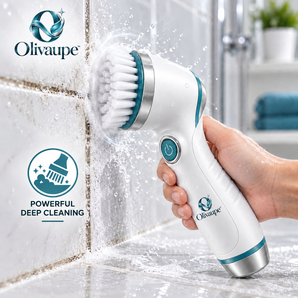 Olivaupe™ Cordless Electric Spin Cleaning Brush – Rechargeable Multi-Head Scrubber with Extendable Handle for Bathroom, Kitchen & Home Cleaning