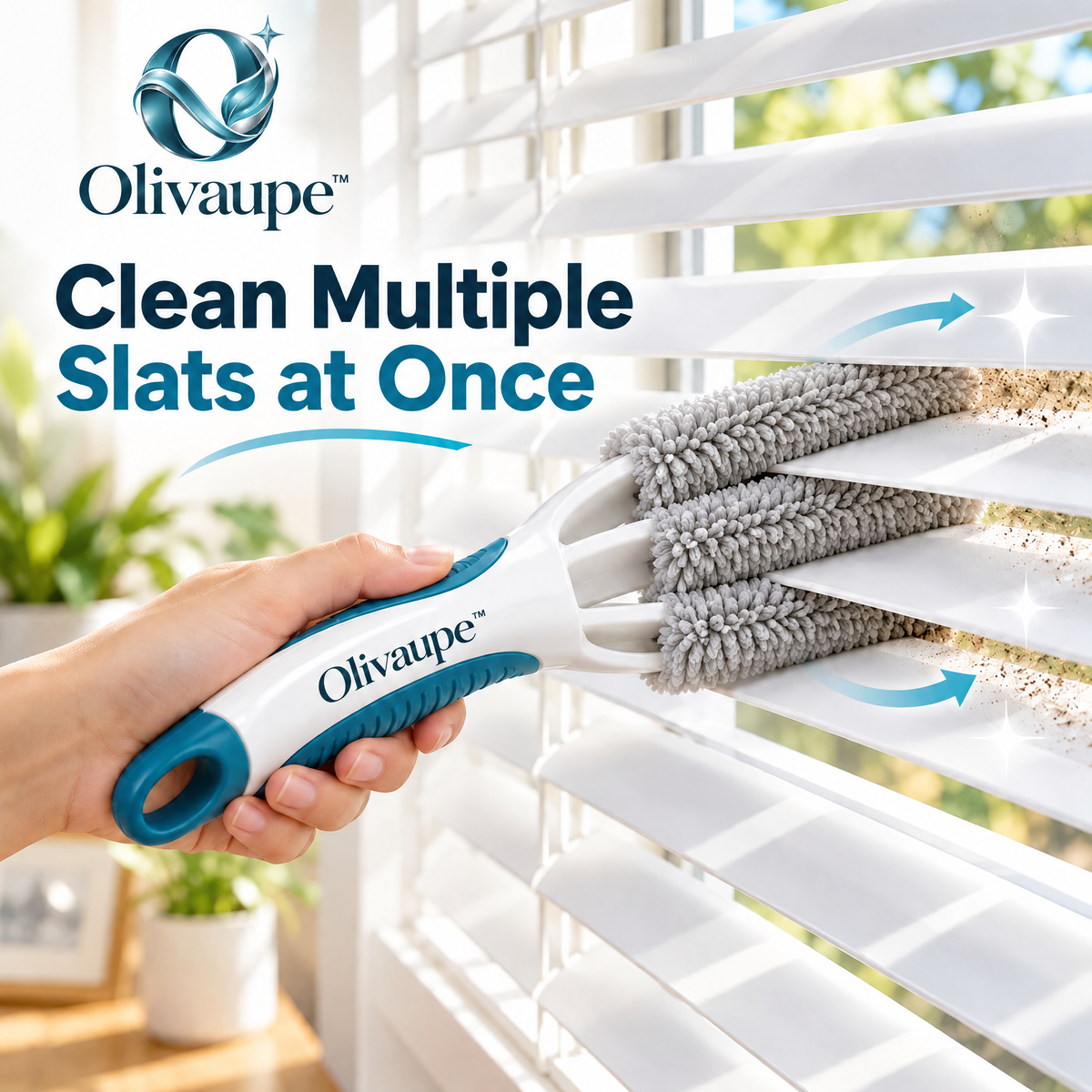 Olivaupe™ Dual-Sided Blind Cleaning Brush – Multi-Slat Dusting Tool for Window Blinds, Shutters, Vents & Narrow Household Surfaces