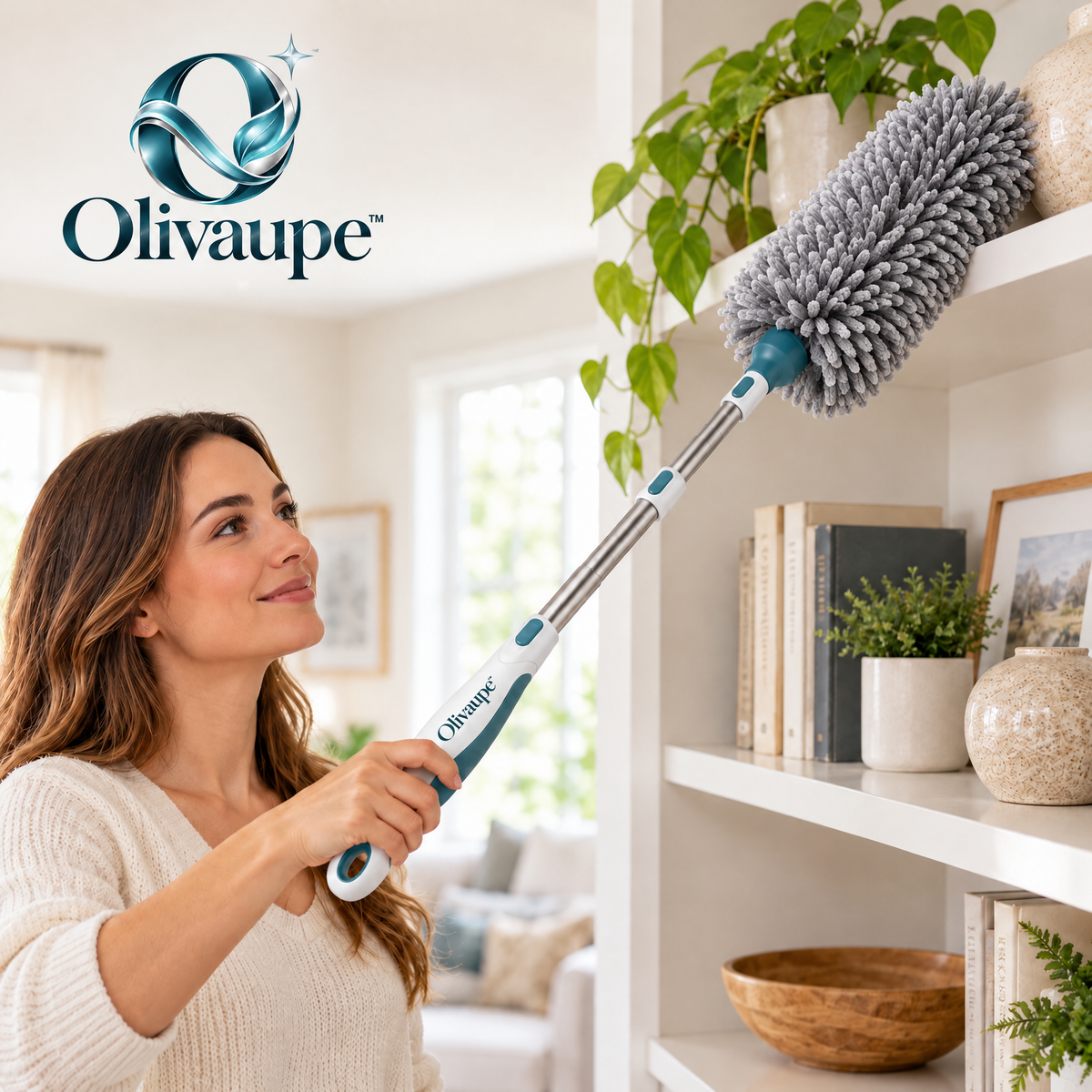 Olivaupe™ ReachCloud Extendable Duster – Flexible Long-Reach Microfiber Dusting Wand for Ceilings, Fans, Furniture & Hard-to-Reach Spaces