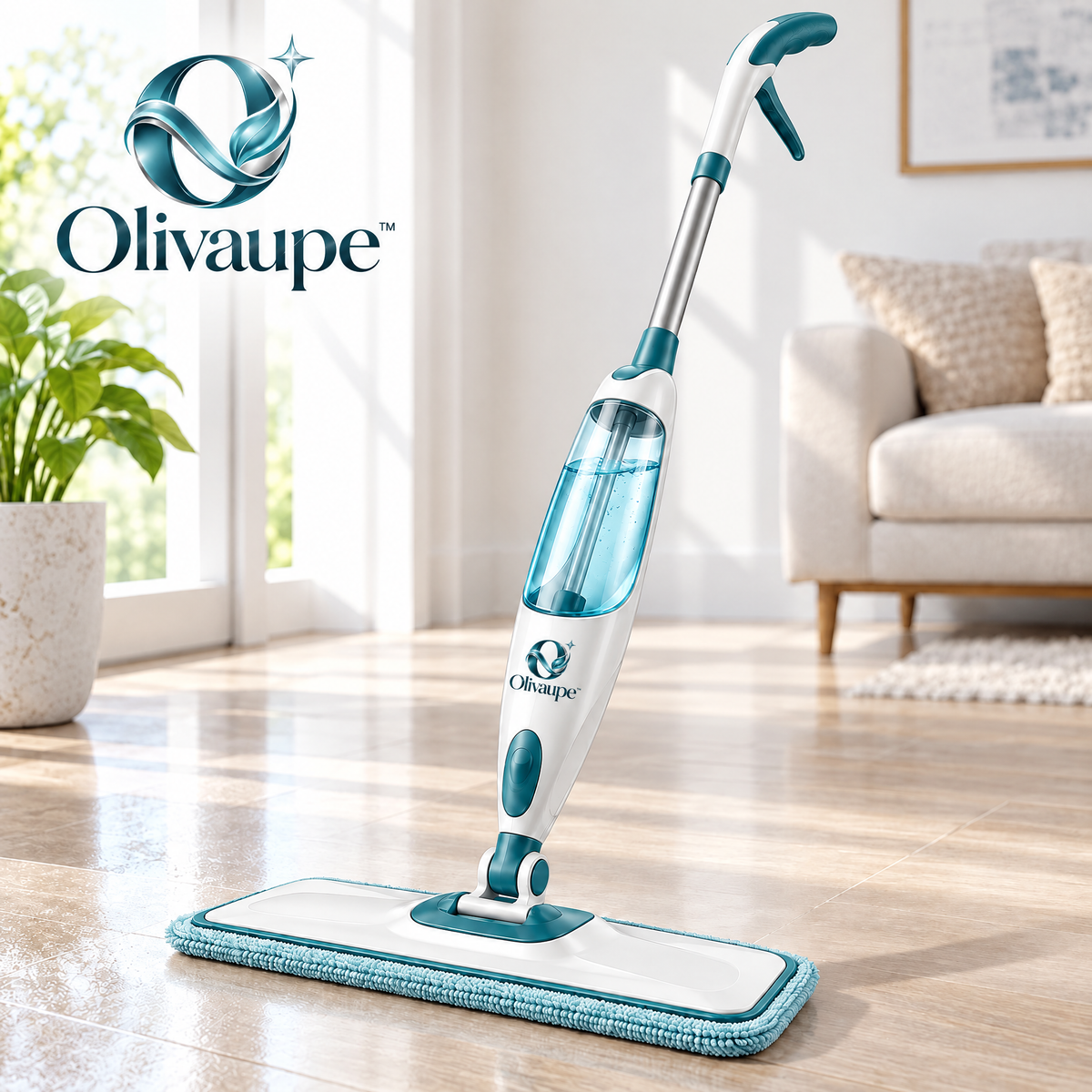 Olivaupe™ MistGlide Spray Mop – Refillable Floor Cleaning Mop with Fine-Mist Sprayer & Reusable Microfiber Pad