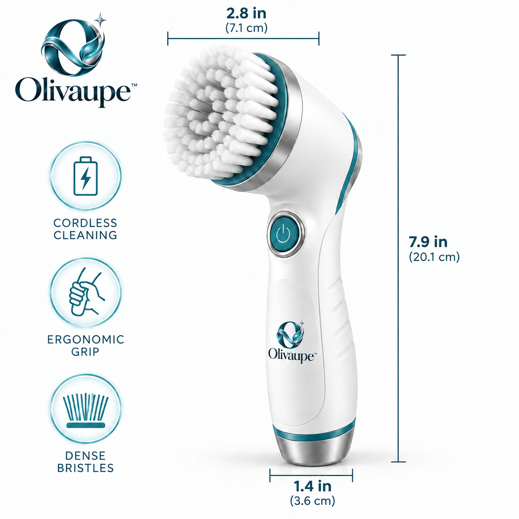 Olivaupe™ Cordless Electric Spin Cleaning Brush – Rechargeable Multi-Head Scrubber with Extendable Handle for Bathroom, Kitchen & Home Cleaning