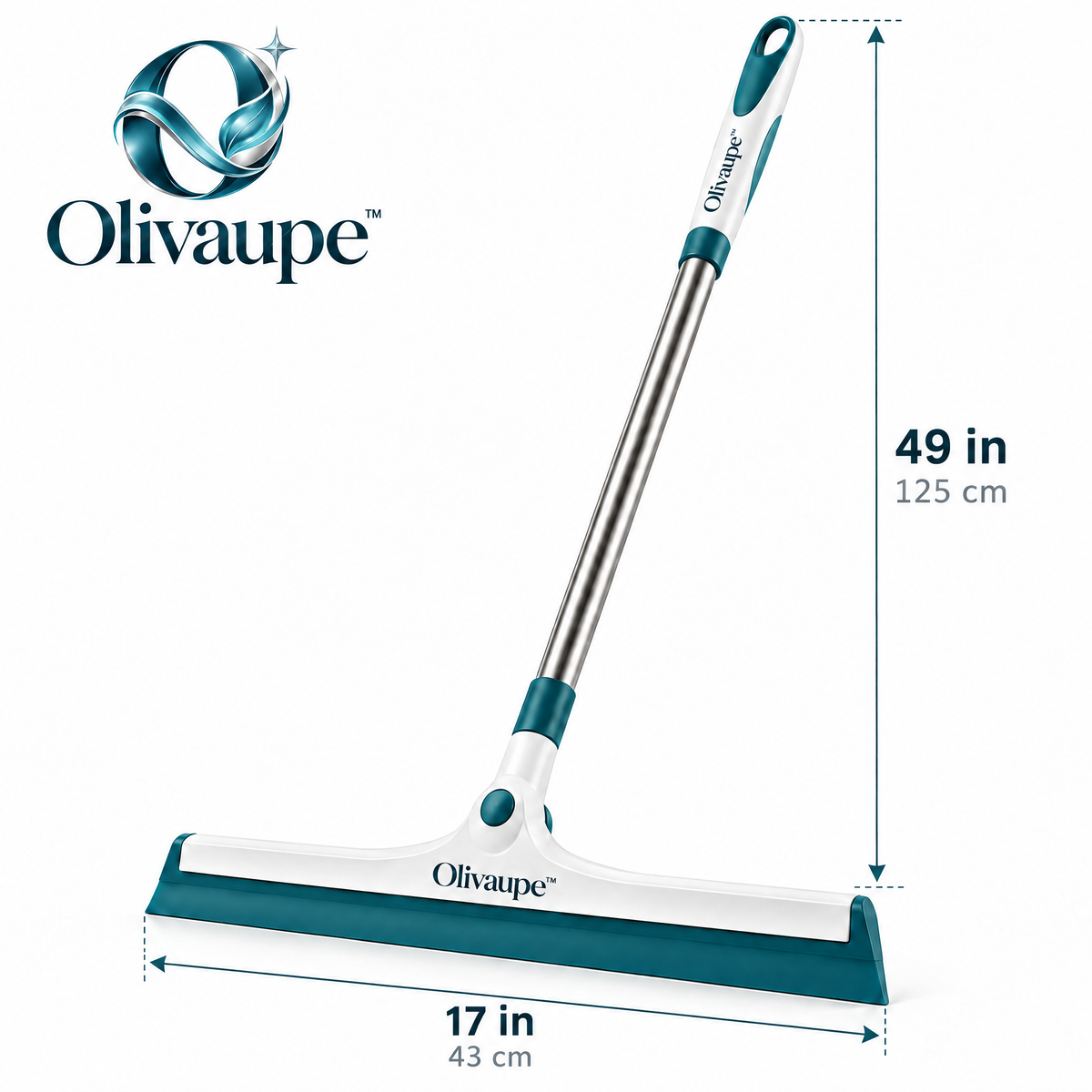 Olivaupe™ PushDry Floor Squeegee – Wide-Blade Water Sweeper for Bathrooms, Garages, Patios & Hard Floors